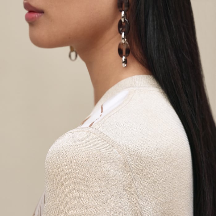 Blanc Nacre "Brides De Gala Gold" Short-sleeve Sweater