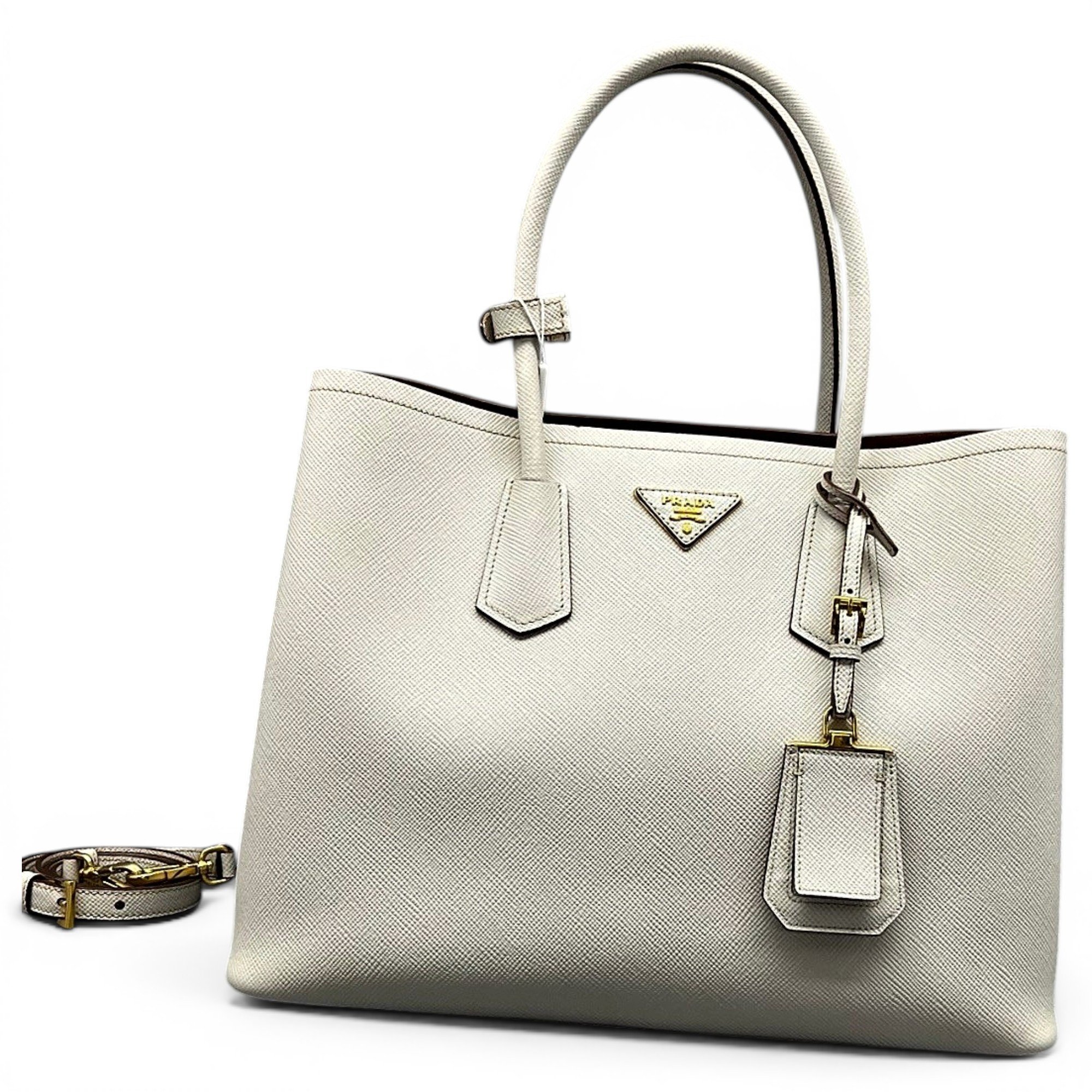 Double leather handbag