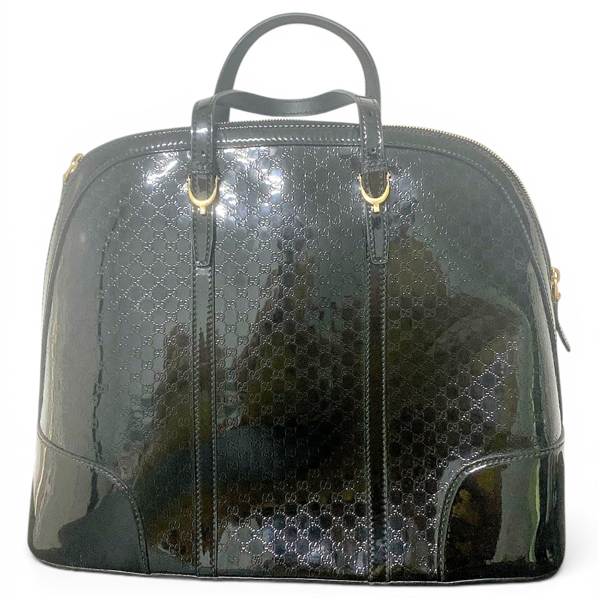Ophidia Dome Top Handle patent leather handbag