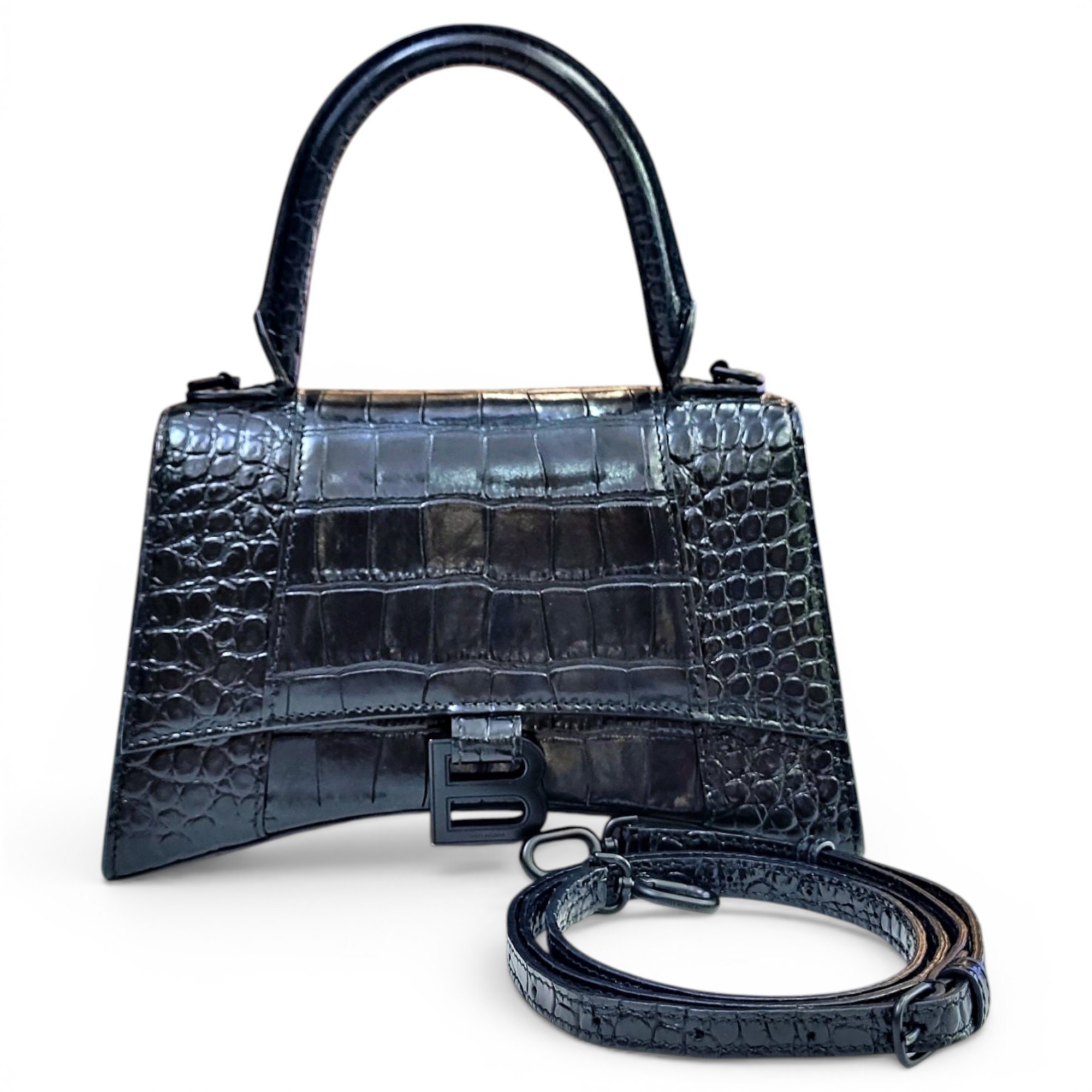 Hourglass leather handbag