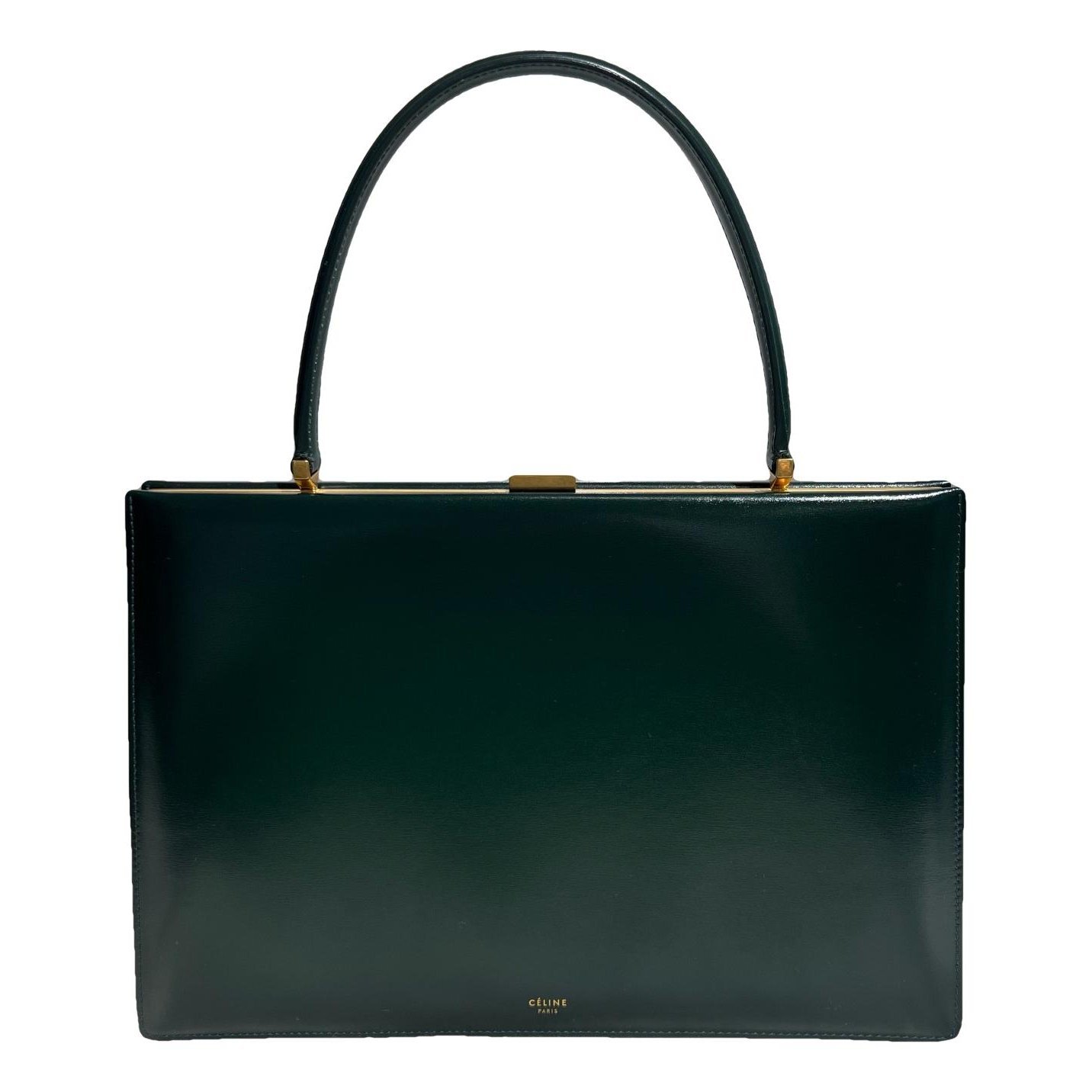 Clasp leather handbag