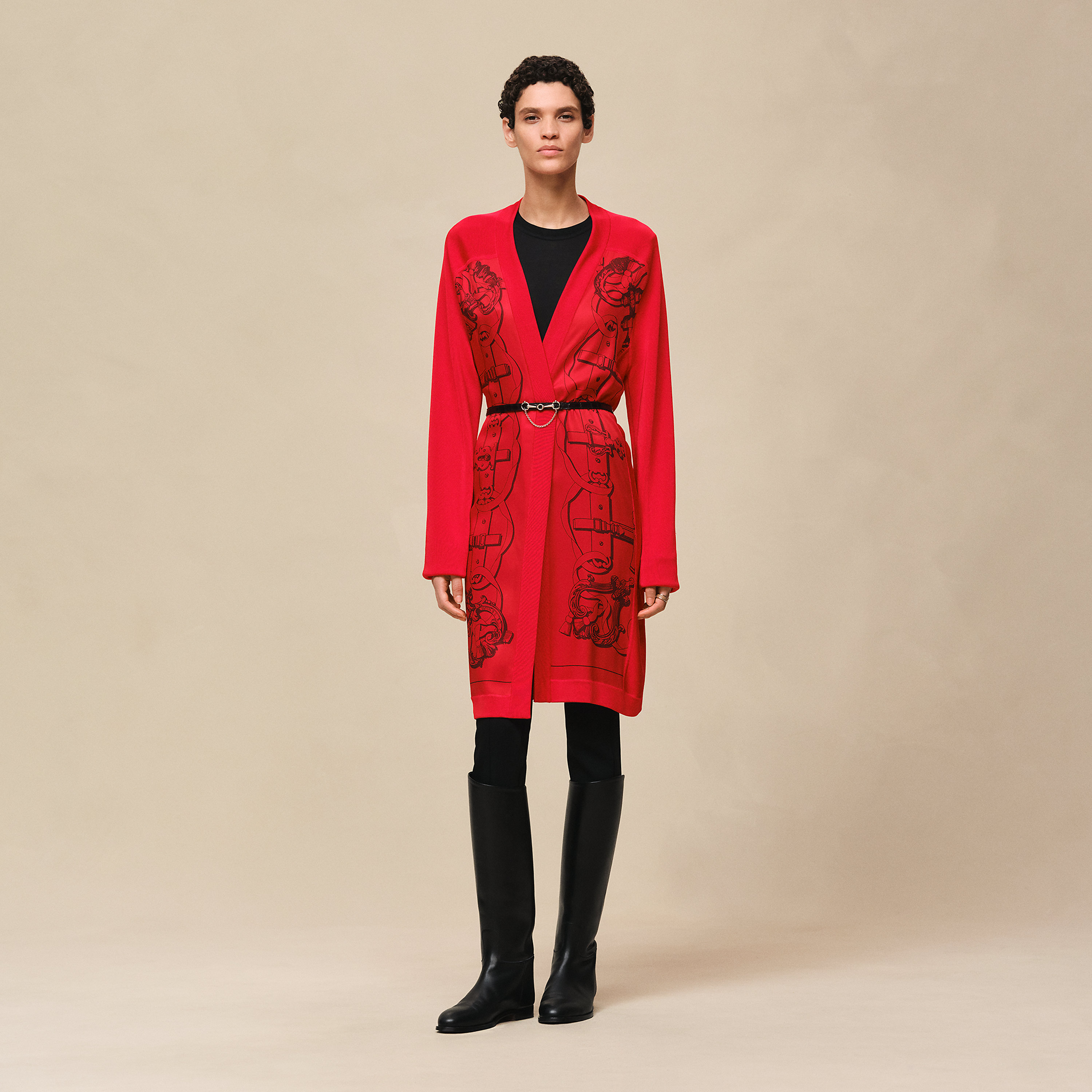 Cardigan long manches longues twillaine imprimé « Ferronnerie Remix »