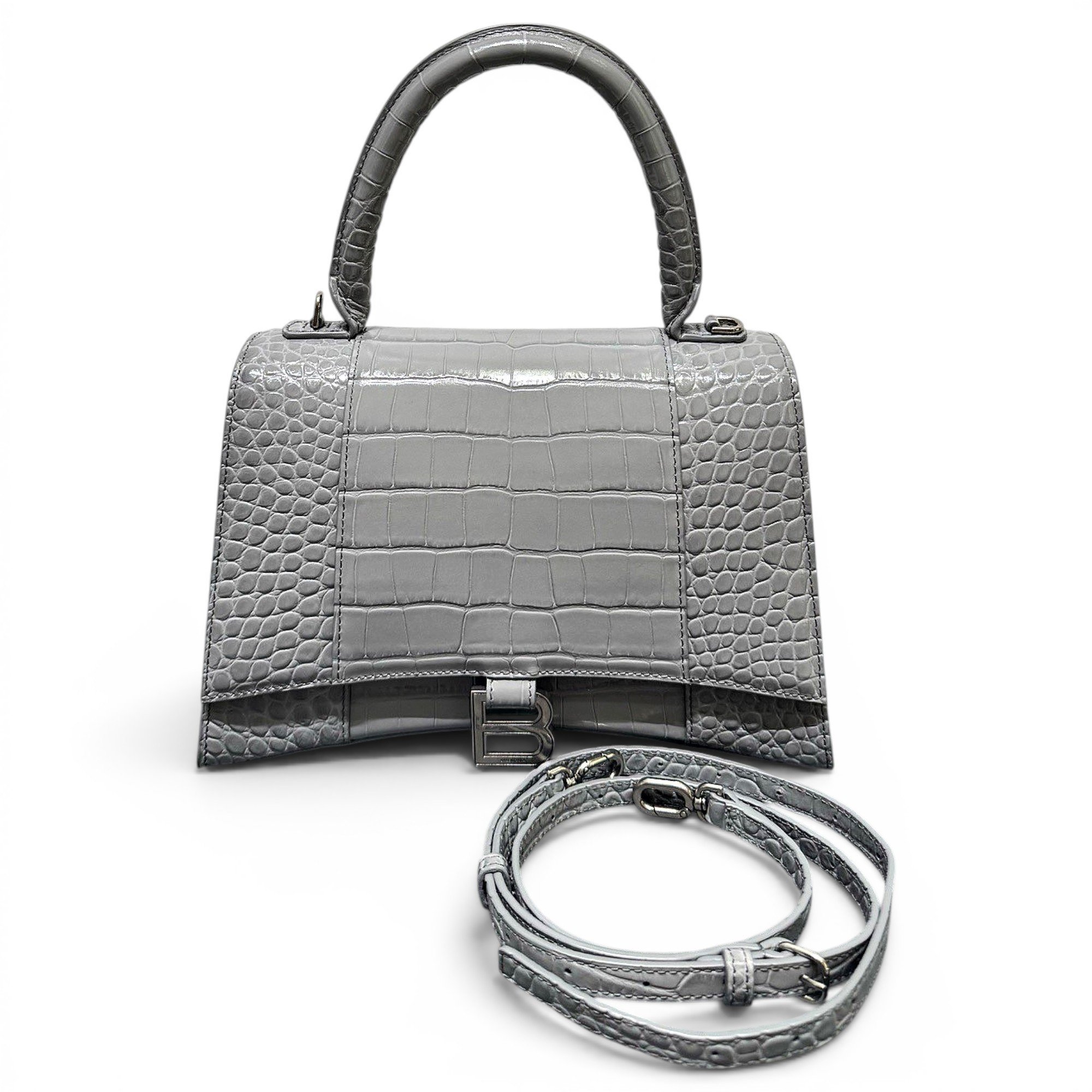 Hourglass leather handbag