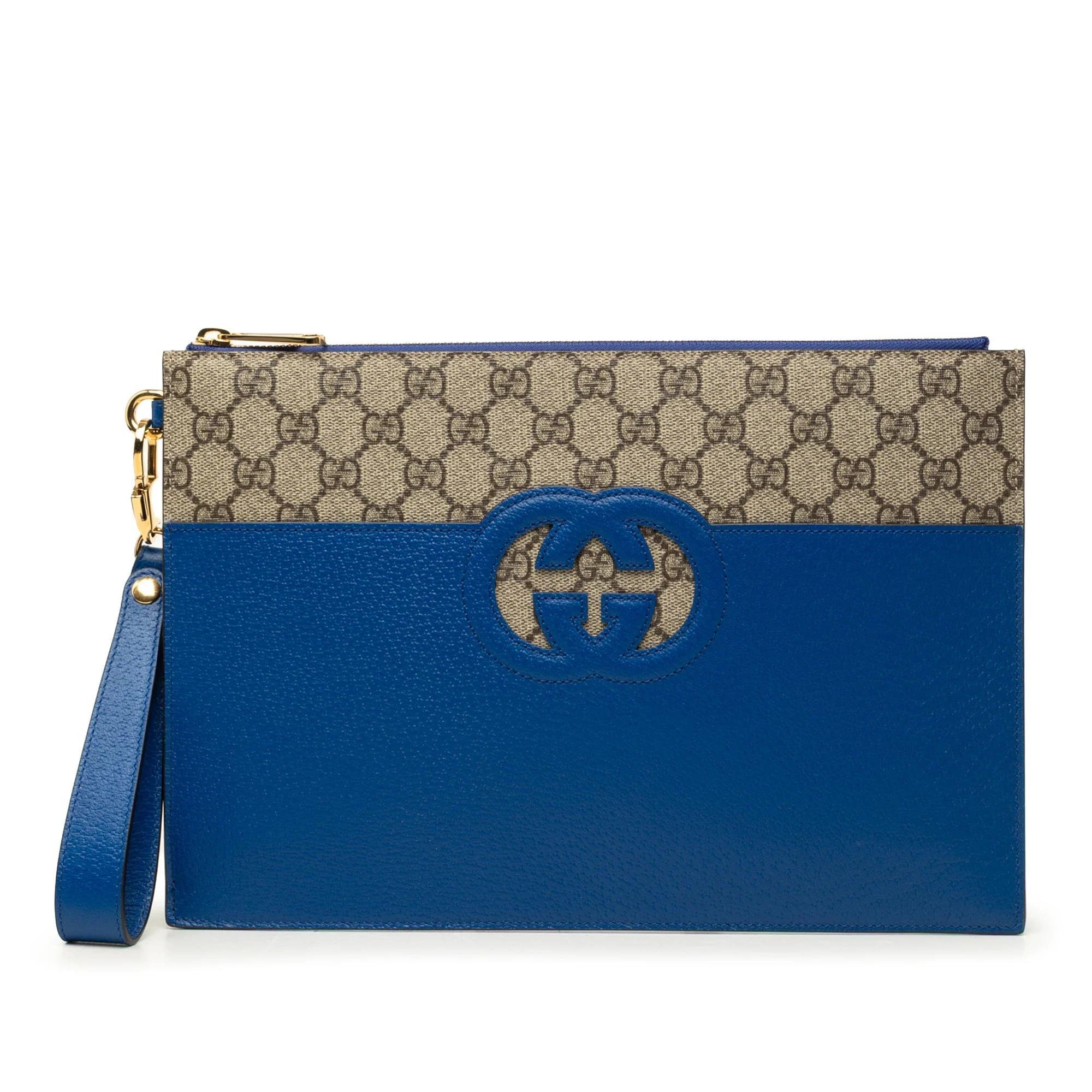 Interlocking leather clutch bag