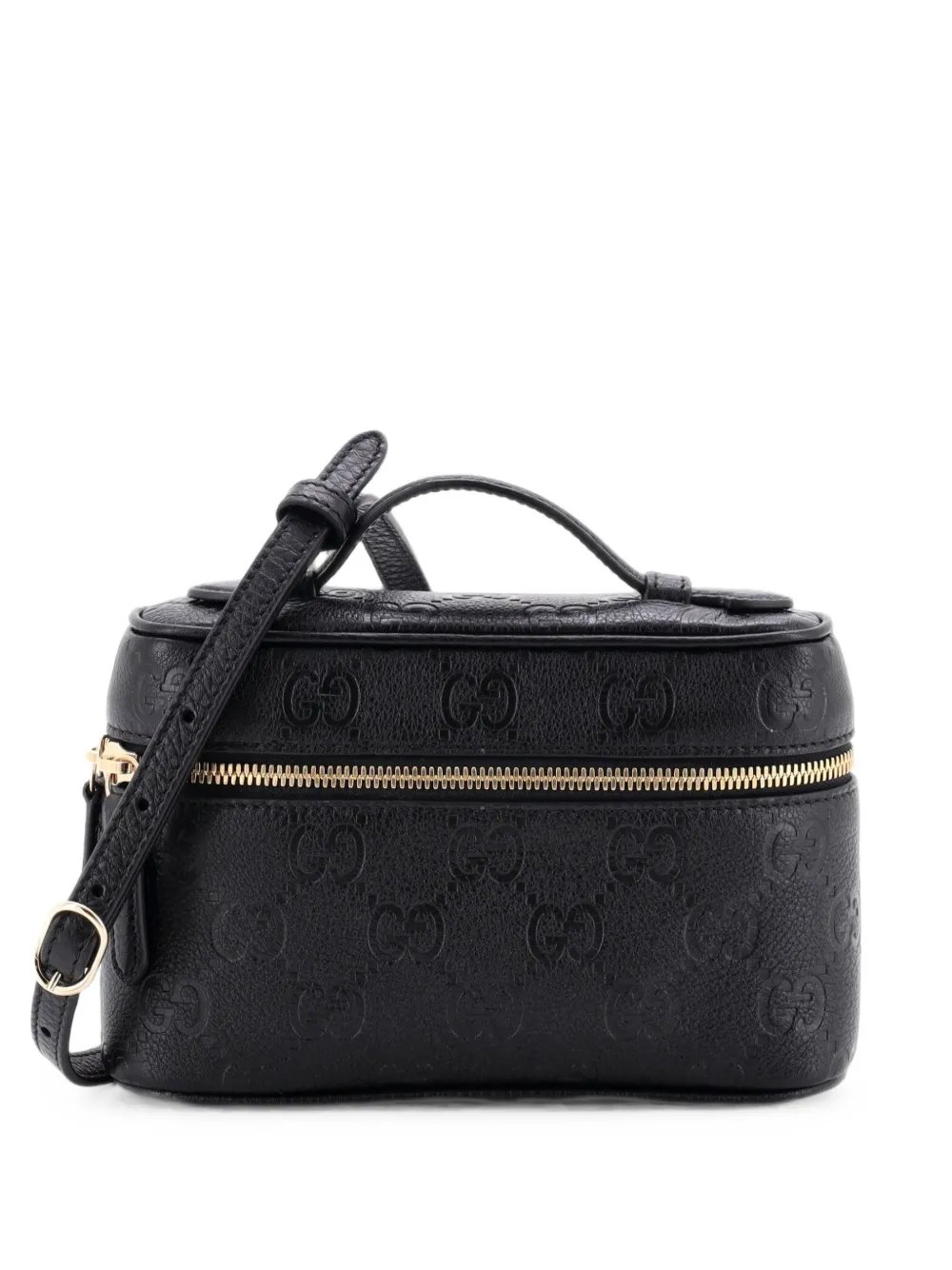 Emblem Top Handle Vanity Bag GG Embossed Leather Small shoulder bag