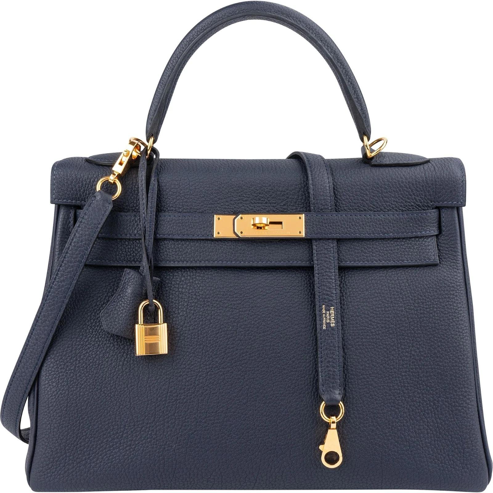 Hermes Kelly 32 Handbag Blue Nuit Togo Leather 2018