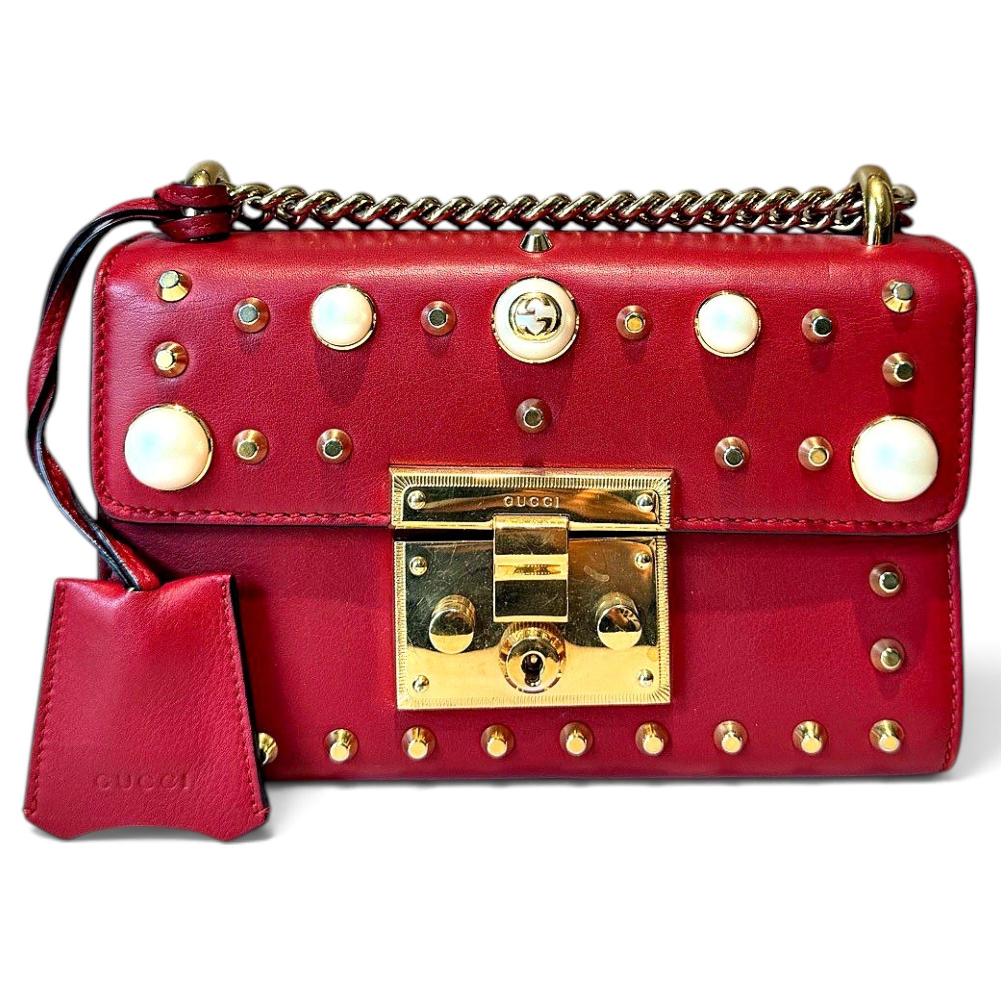 Padlock leather handbag