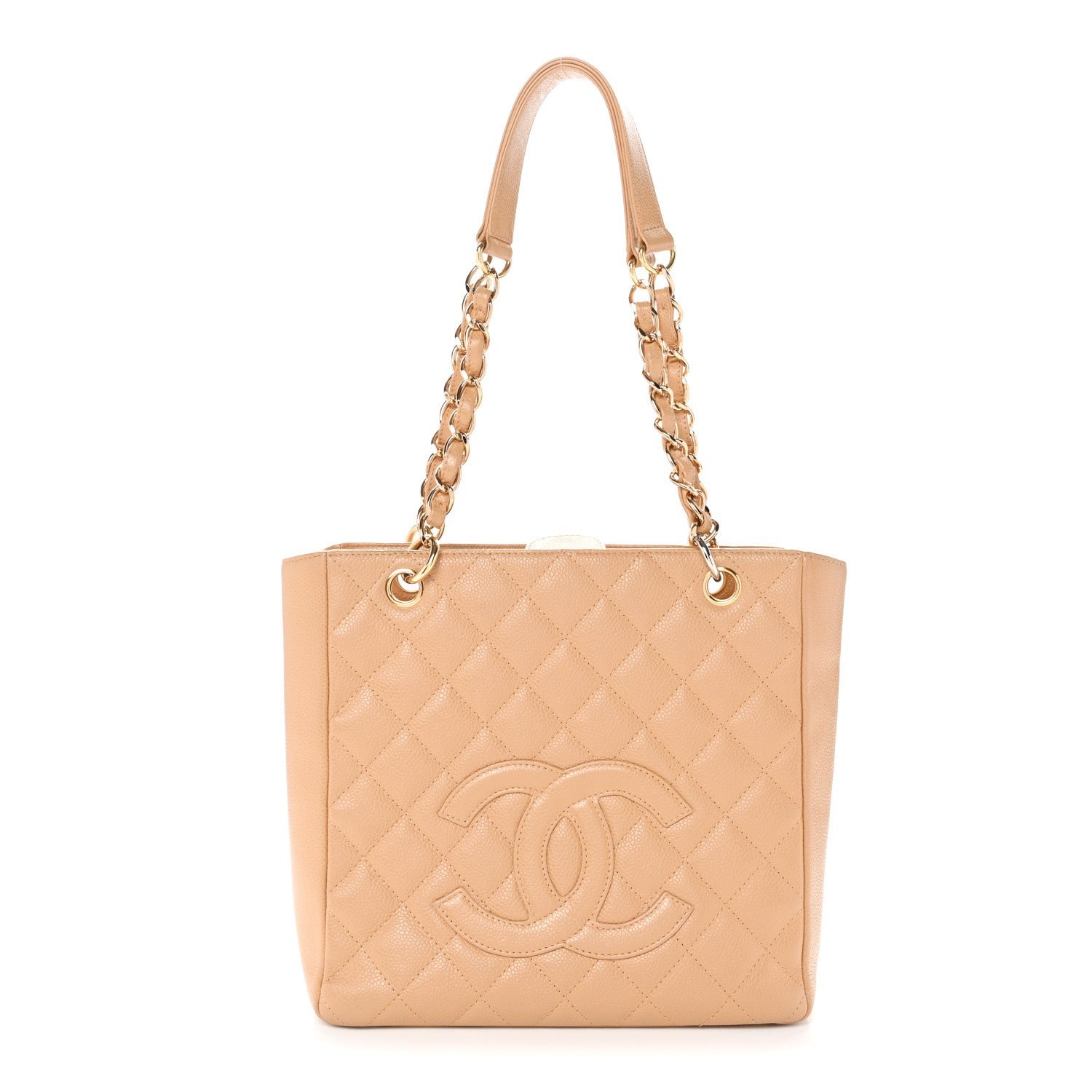 Chanel Caviar Quilted Petit Shopping Tote PST Dark Beige