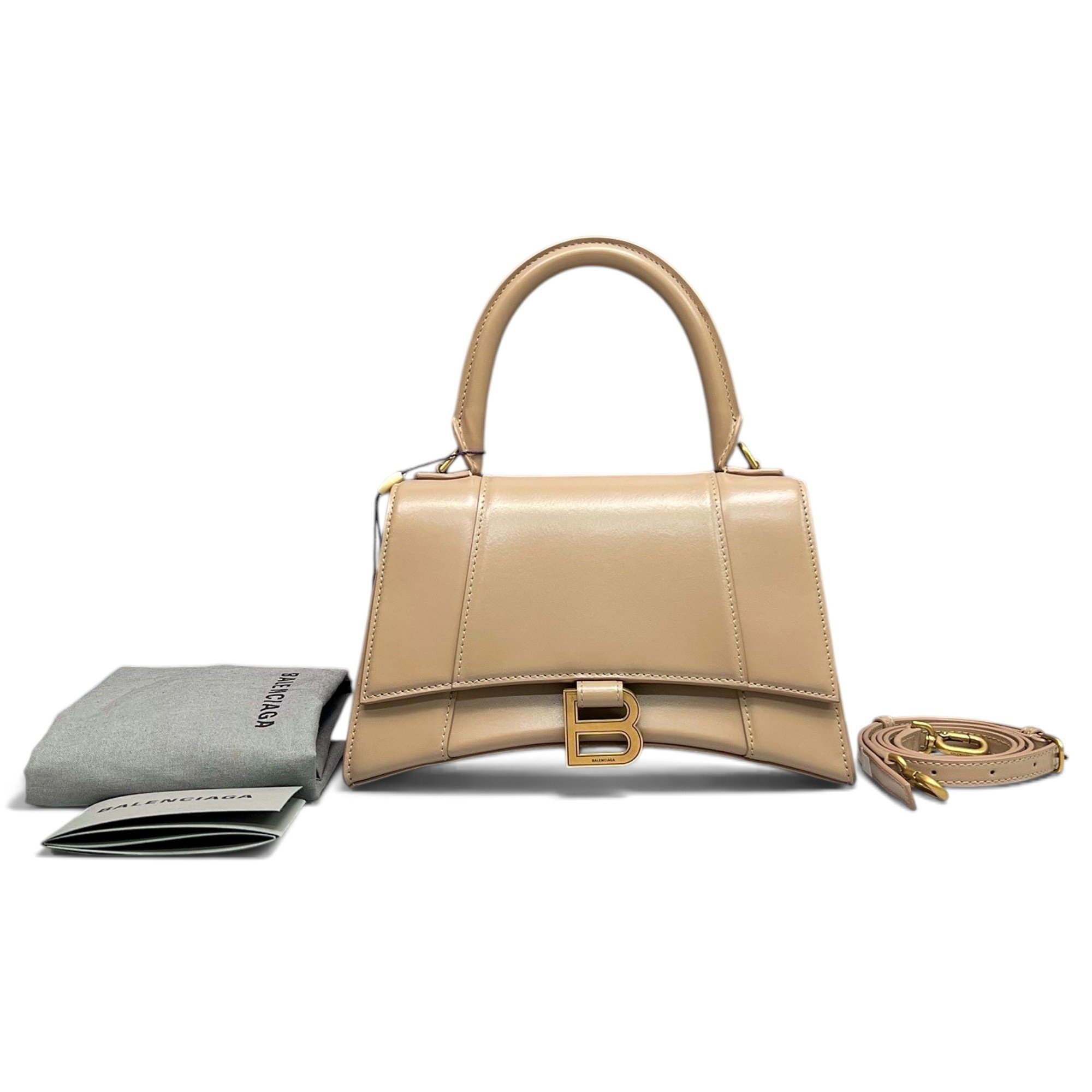 Hourglass leather handbag