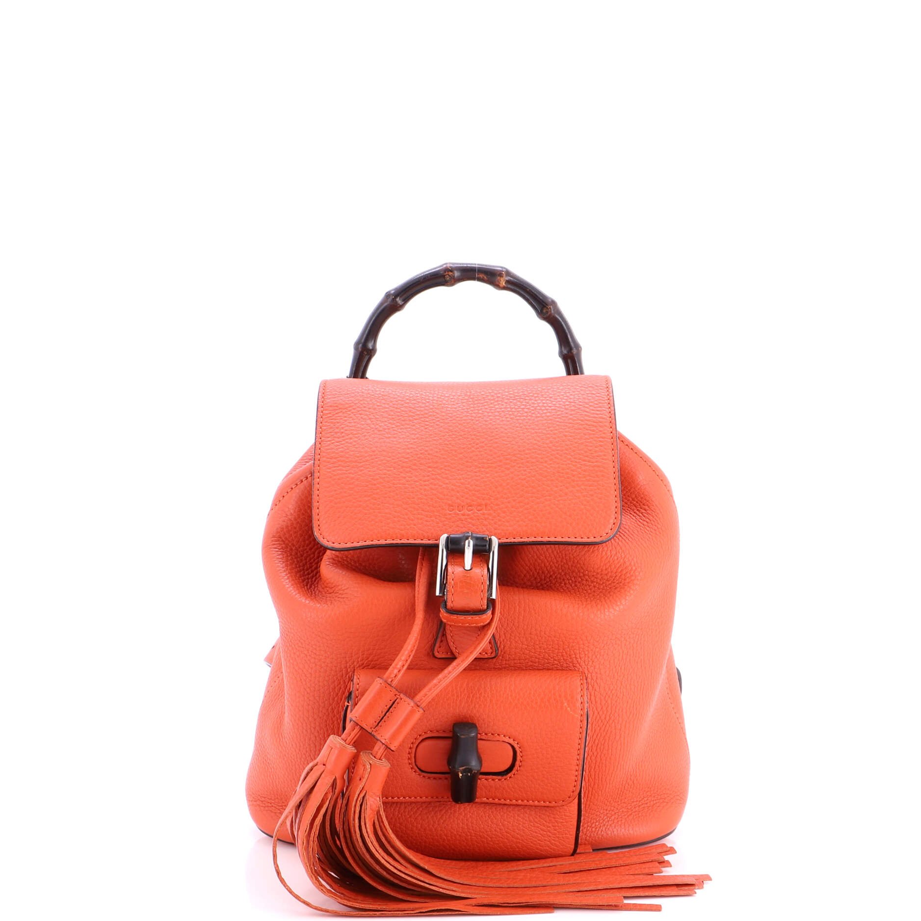 Bamboo Tassel Backpack Leather Mini