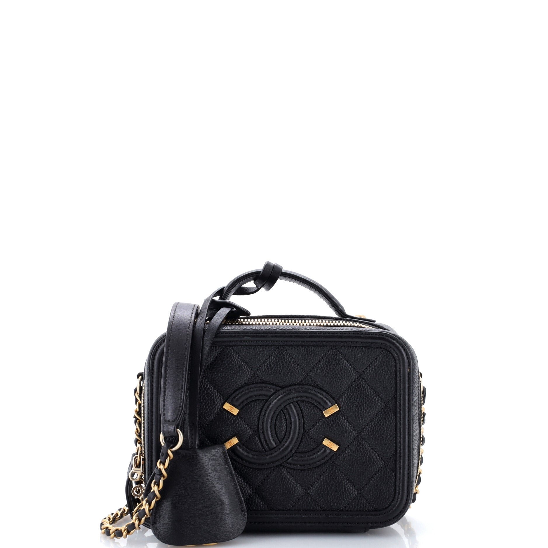 Filigree Vanity Case Quilted Caviar Small