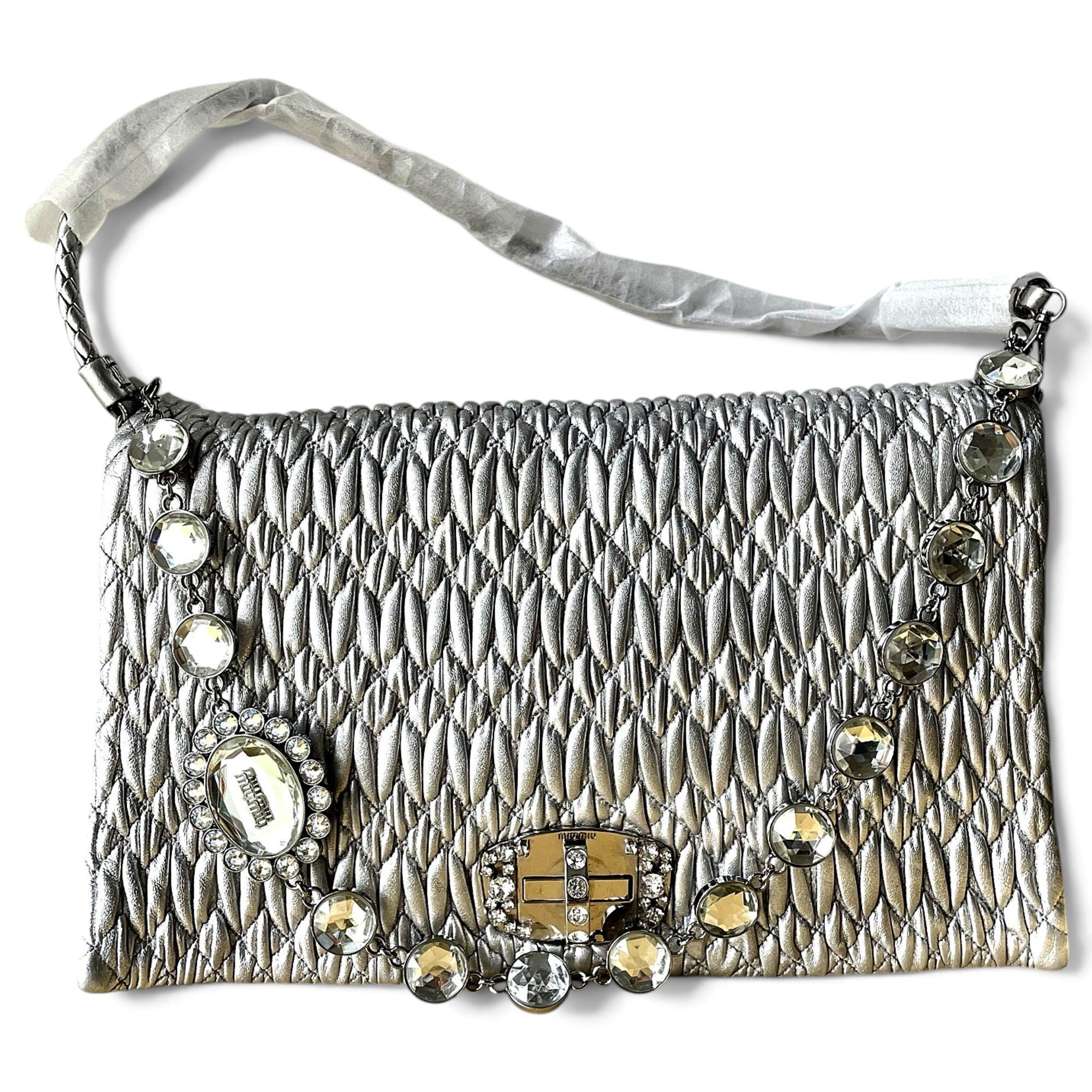 Miu Crystal leather handbag