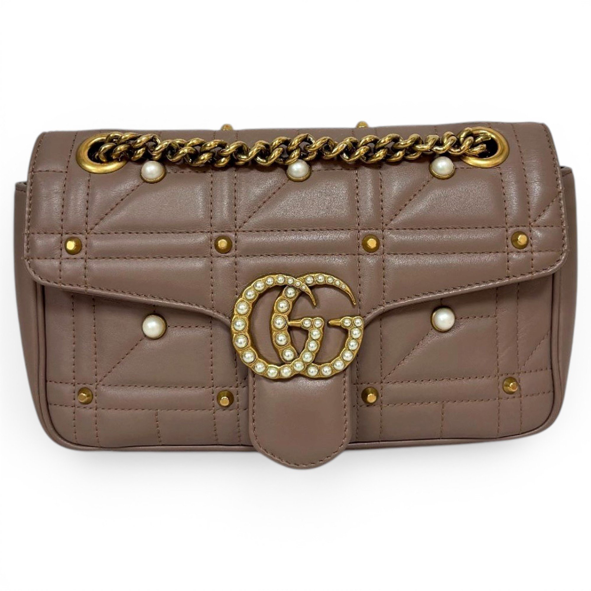 Pearly GG Marmont Flap leather crossbody bag