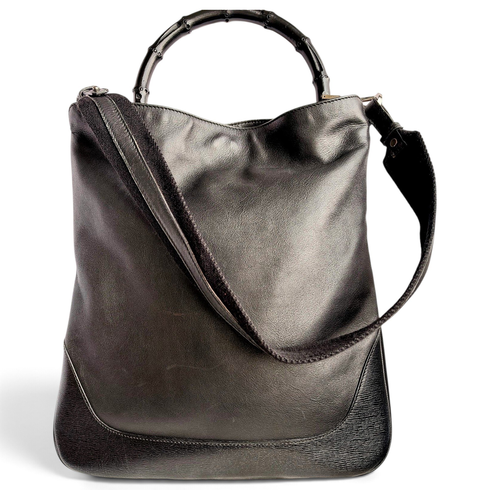 Bamboo Top Handle leather handbag
