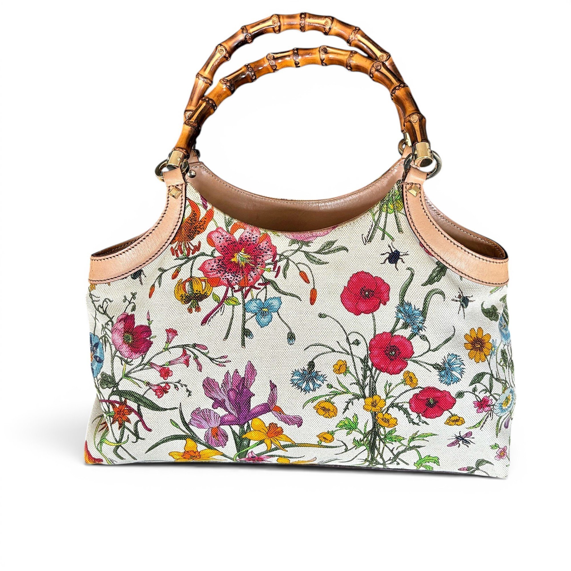 Bamboo Top Handle leather handbag