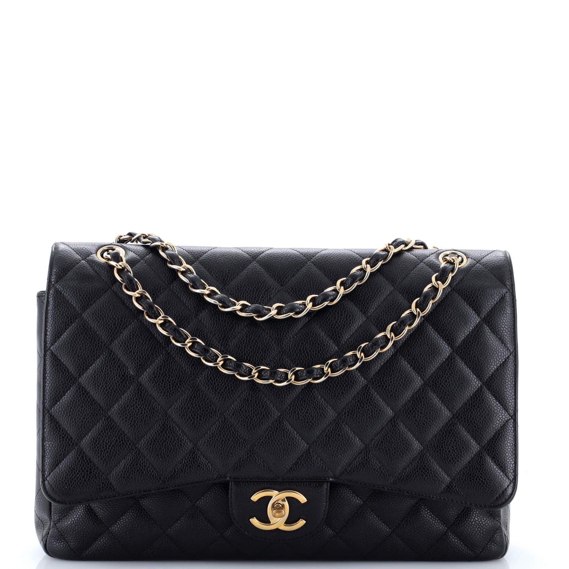 Chanel Classic Double Flap Bag Quilted Caviar Maxi