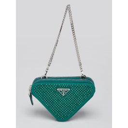 Prada Mango Tessuto Nylon and Crystal Triangle Mini Pouch Crossbody Clutch Bag 1NR015