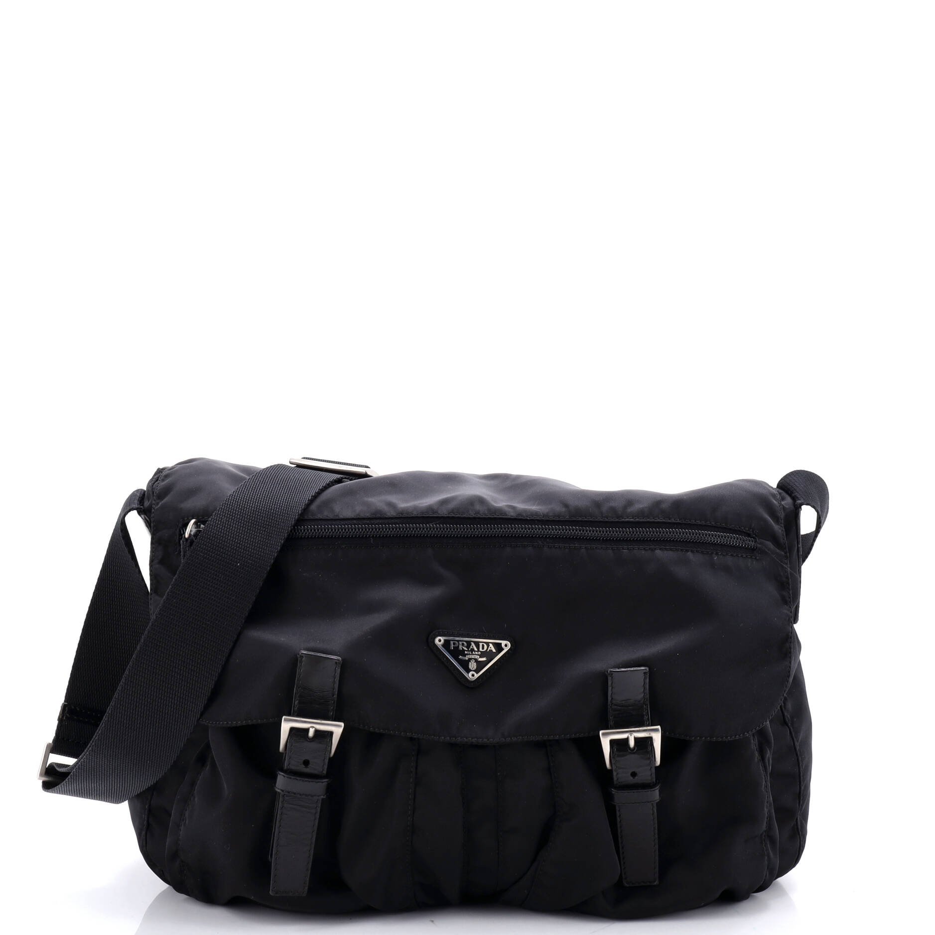 Vintage Double Buckle Flap Messenger Bag Tessuto