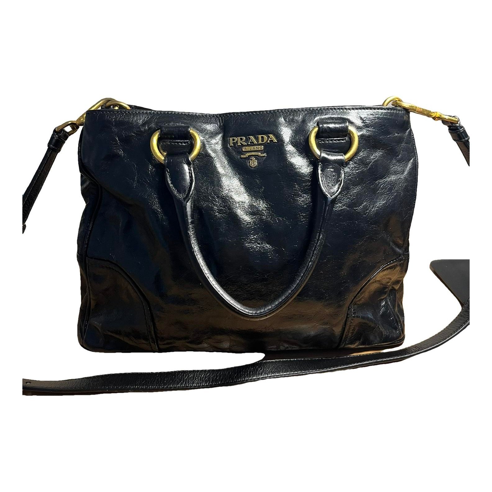 Double leather handbag