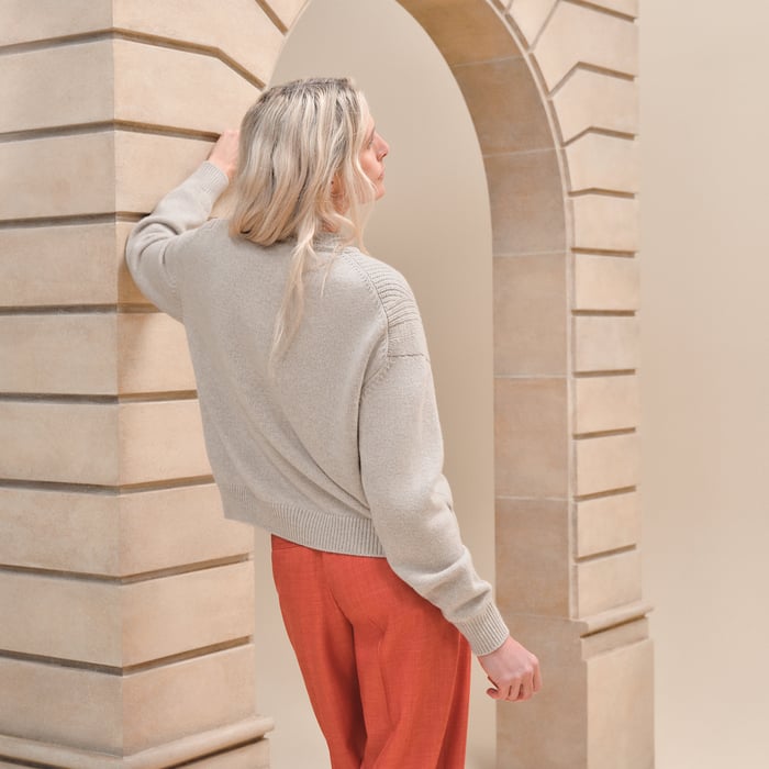 Beige Naturel Cashmere Long-sleeve Sweater