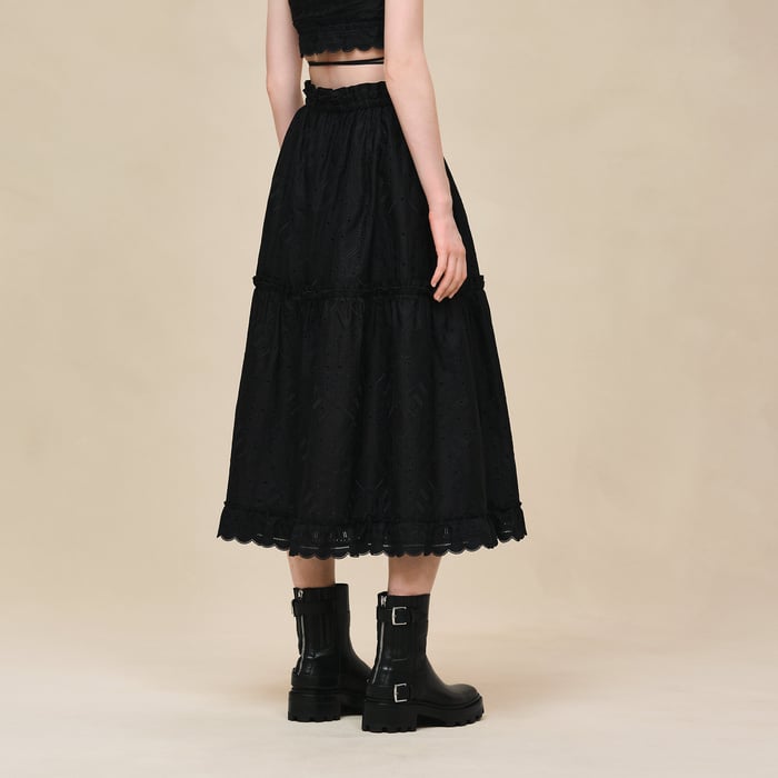 Noir Embroidered Skirt
