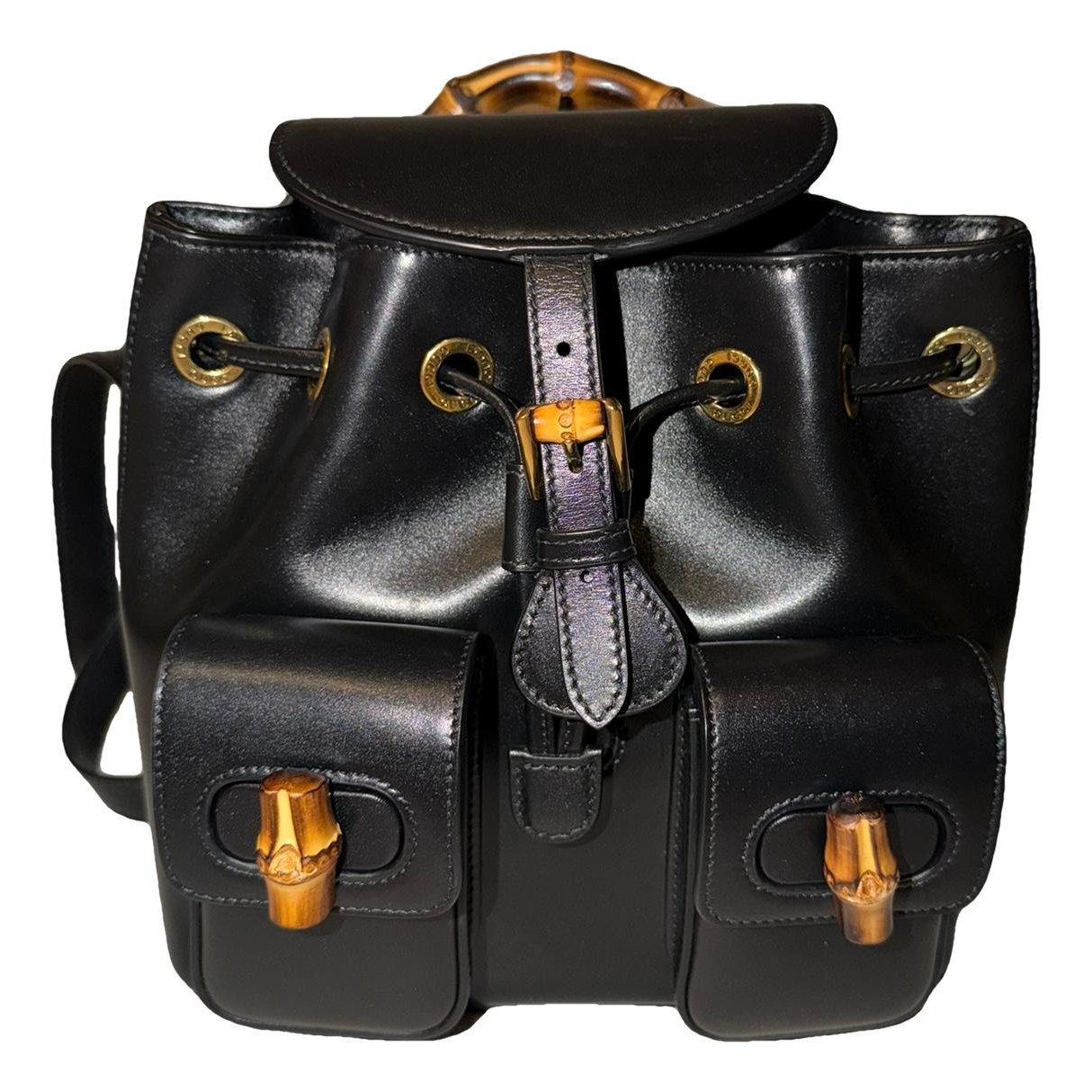 Bamboo Tassel leather backpack