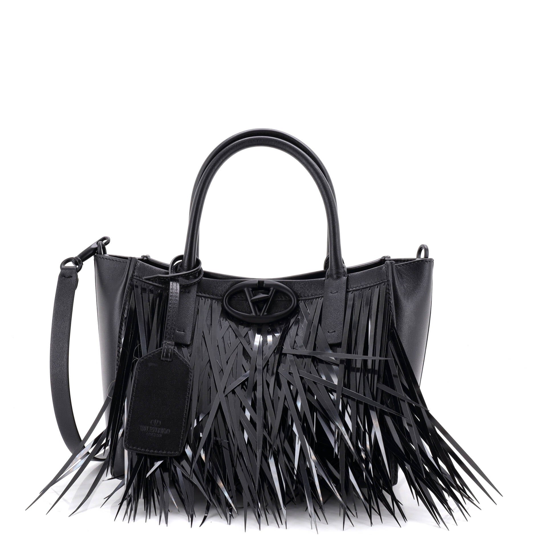 Vlogo Fringe Tote Leather with Sequins Small