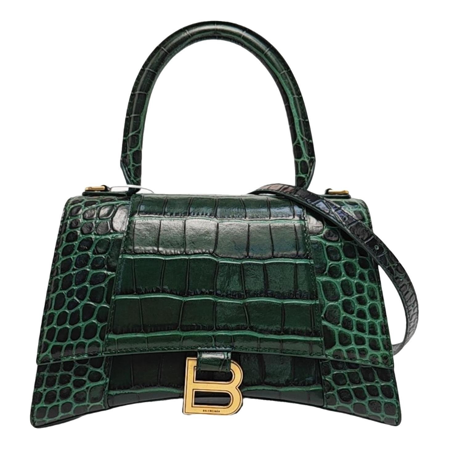 Hourglass leather handbag
