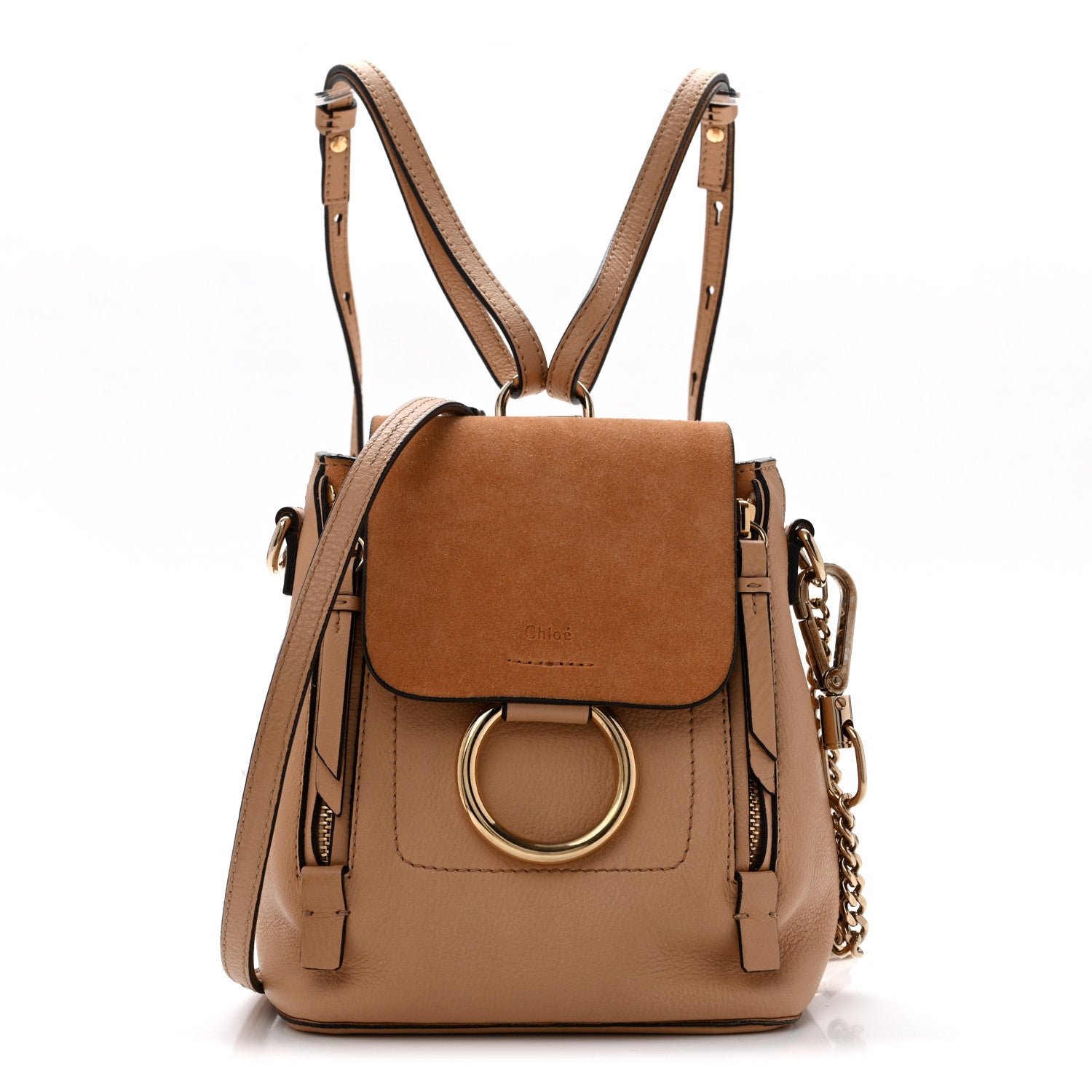Chloe Suede Calfskin Mini Faye Backpack Blush Nude