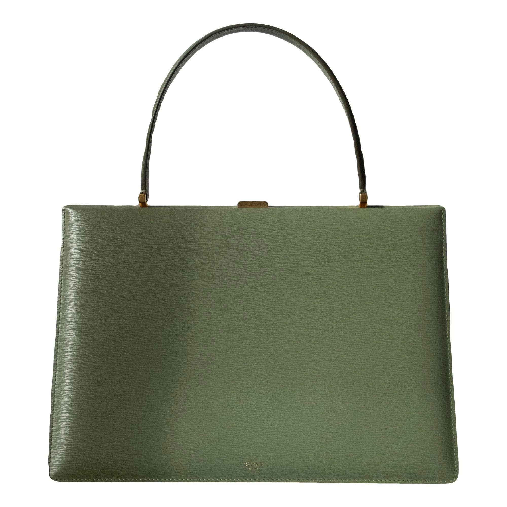 Clasp leather handbag