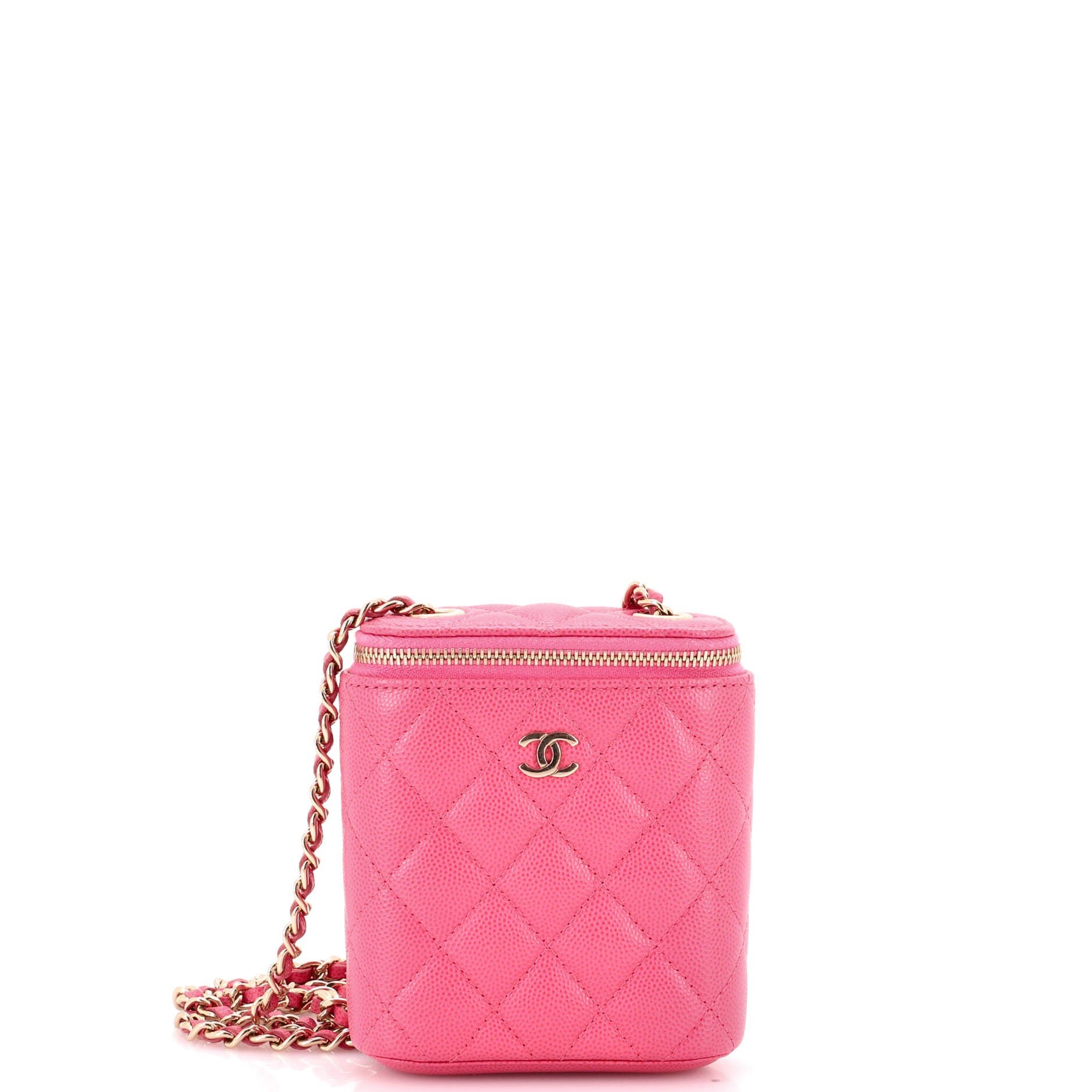 Vertical Classic Vanity Case with Chain Quilted Caviar Mini