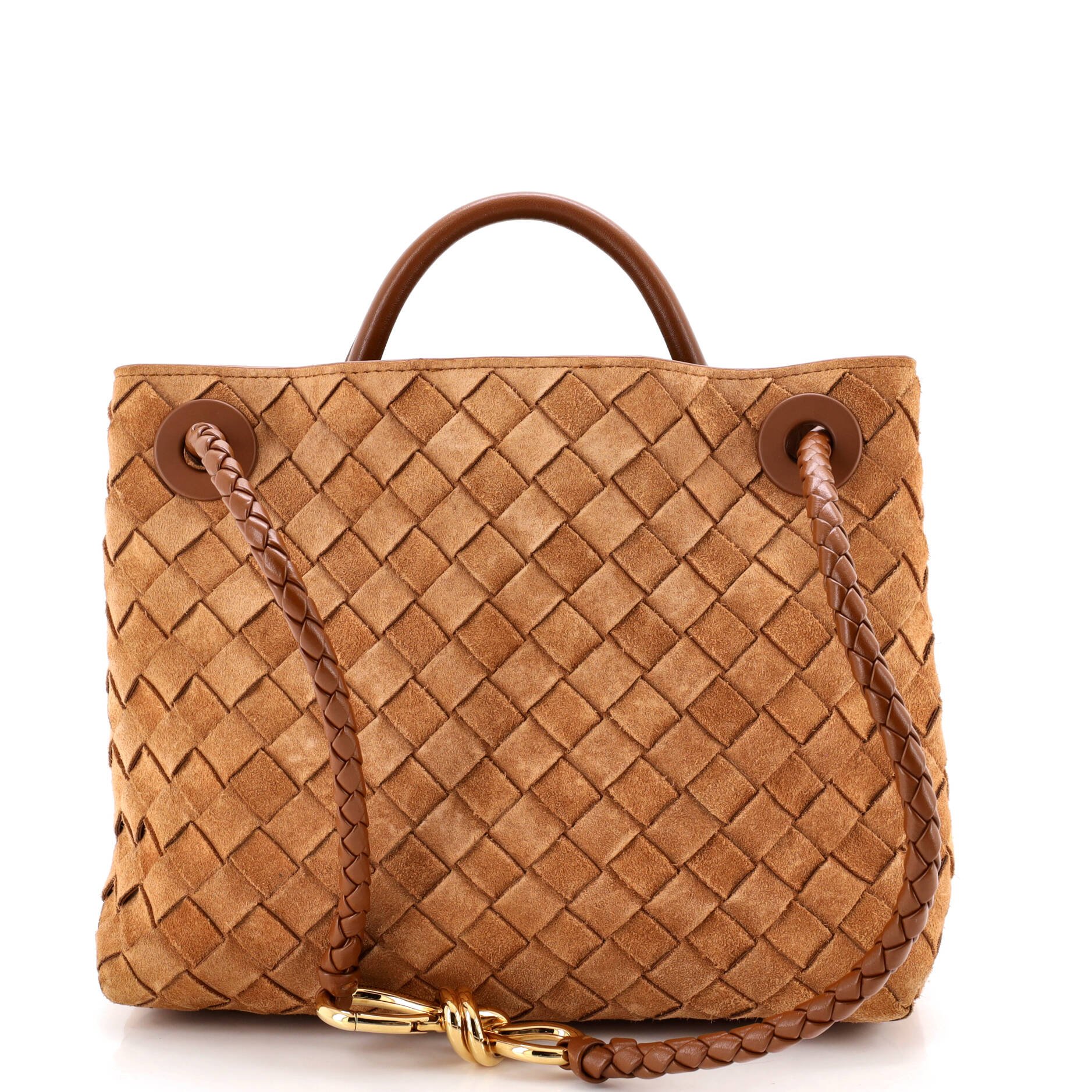 Andiamo Top Handle Bag Intrecciato Suede Small