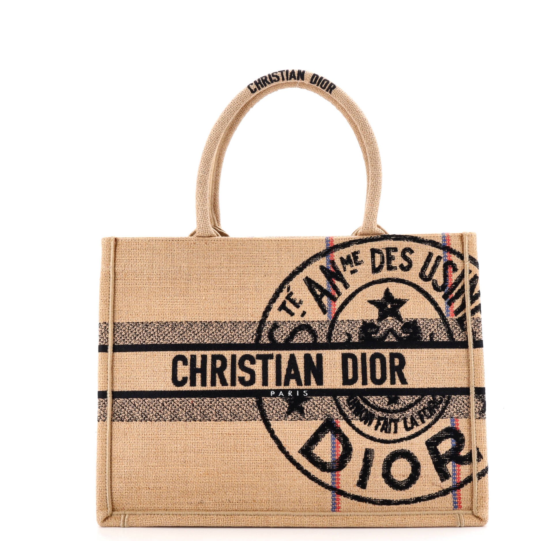Dior Book Tote Embroidered Raffia Medium