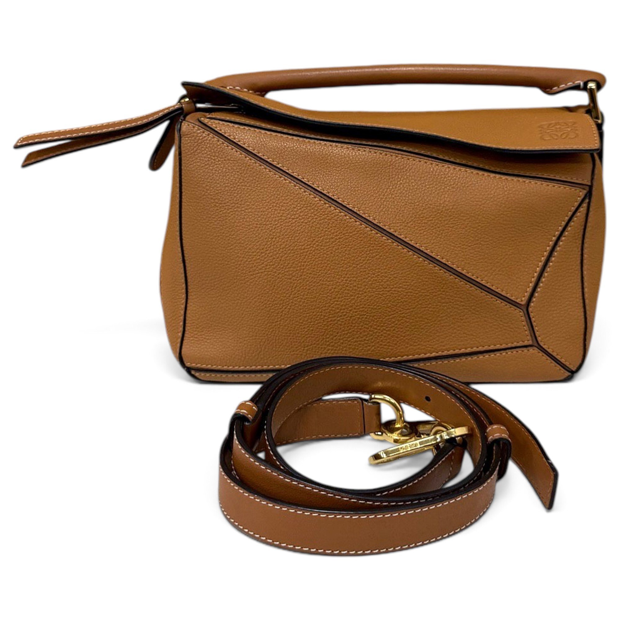 Puzzle leather handbag