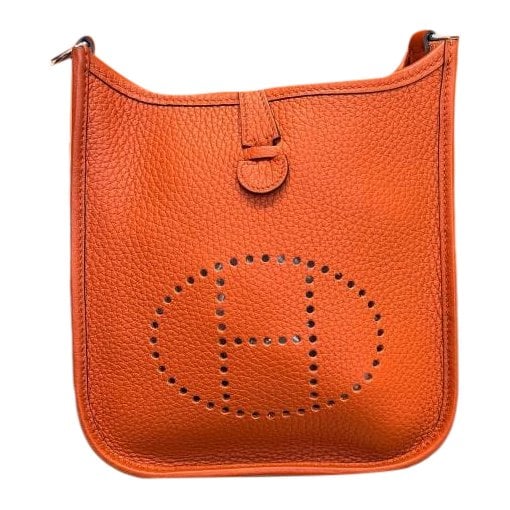 Hermes Evelyne Handbag Orange Clemence Leather
