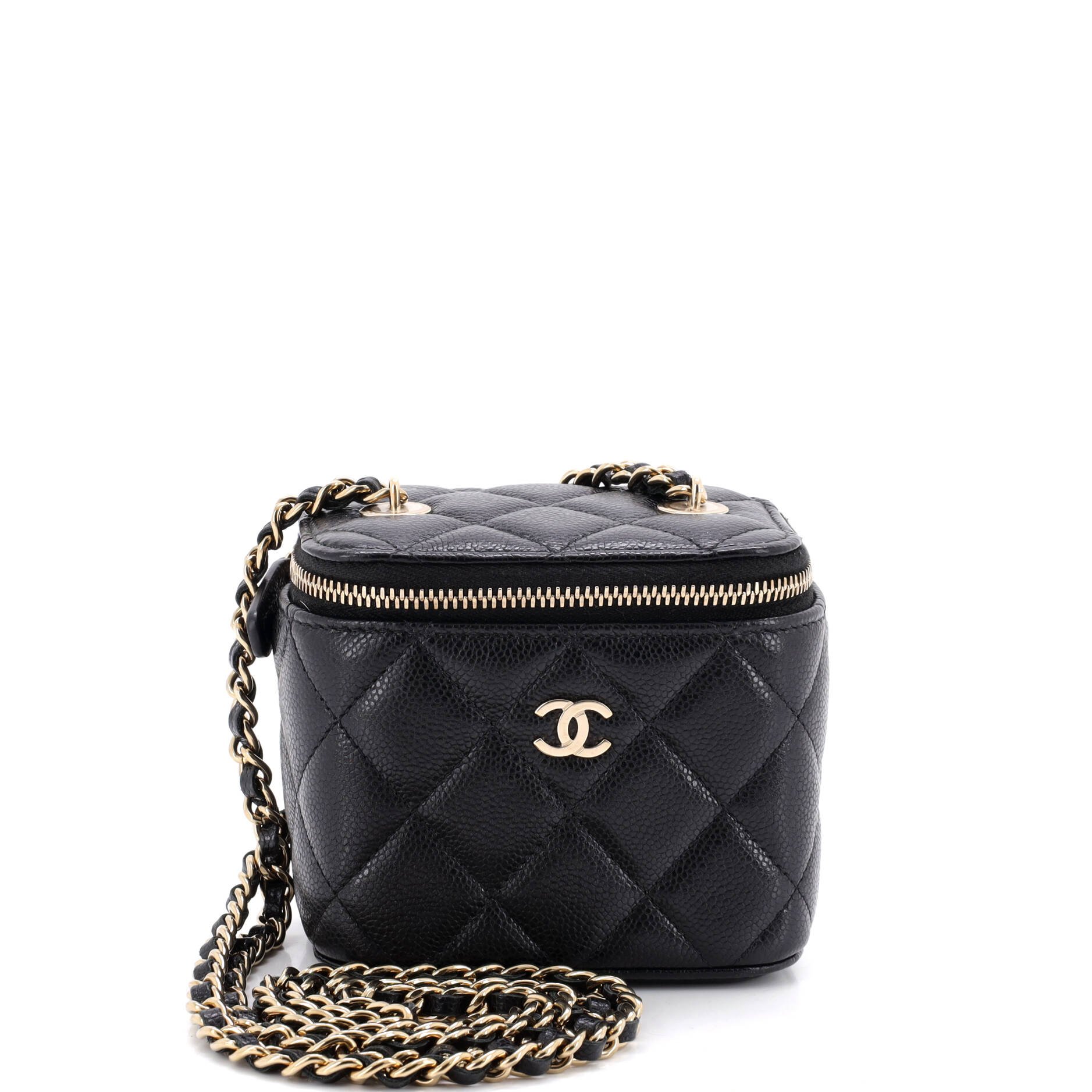 Classic Vanity Case with Chain Quilted Caviar Mini