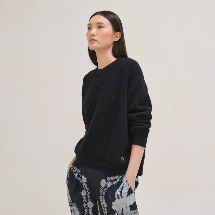 Bleu Noir Cashmere Long-sleeve Sweater
