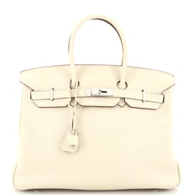 Hermes Birkin Handbag Light Clemence with Palladium Hardware 35