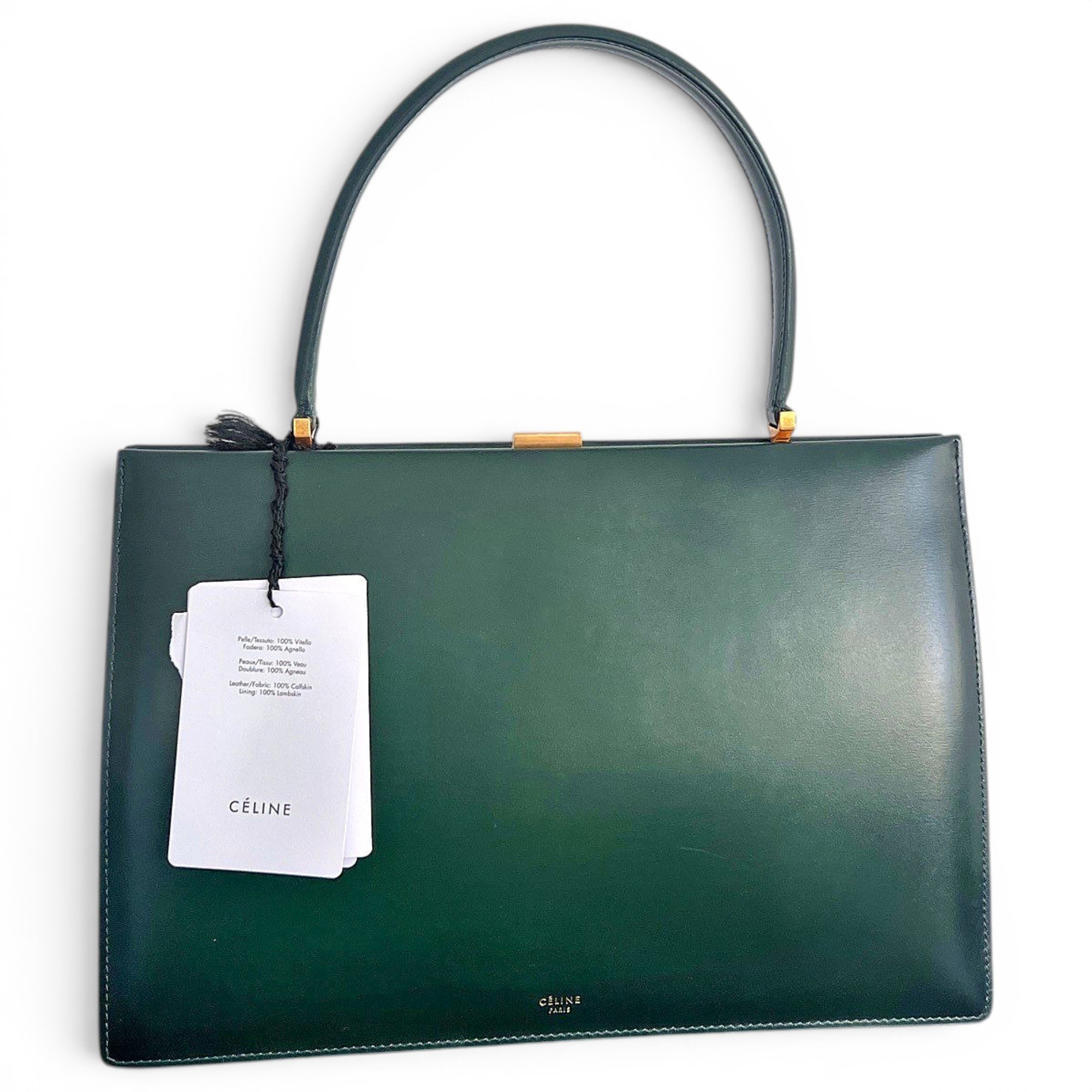 Clasp leather handbag