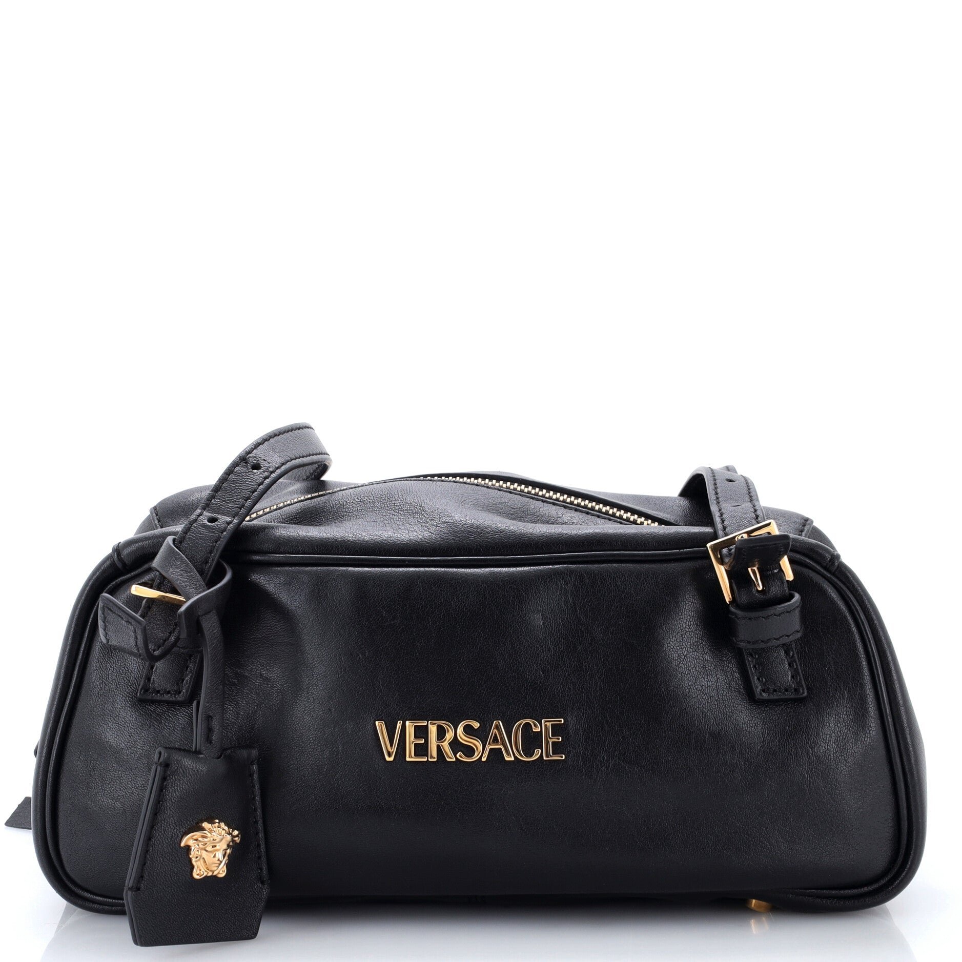 Versace Tag Bowling Bag Leather Large