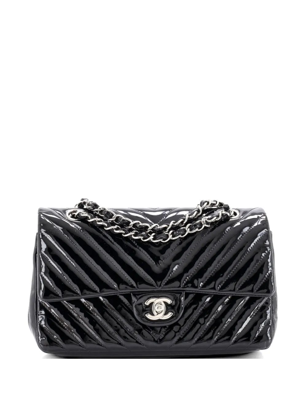 Classic Double Flap Bag Chevron Patent Medium shoulder bag