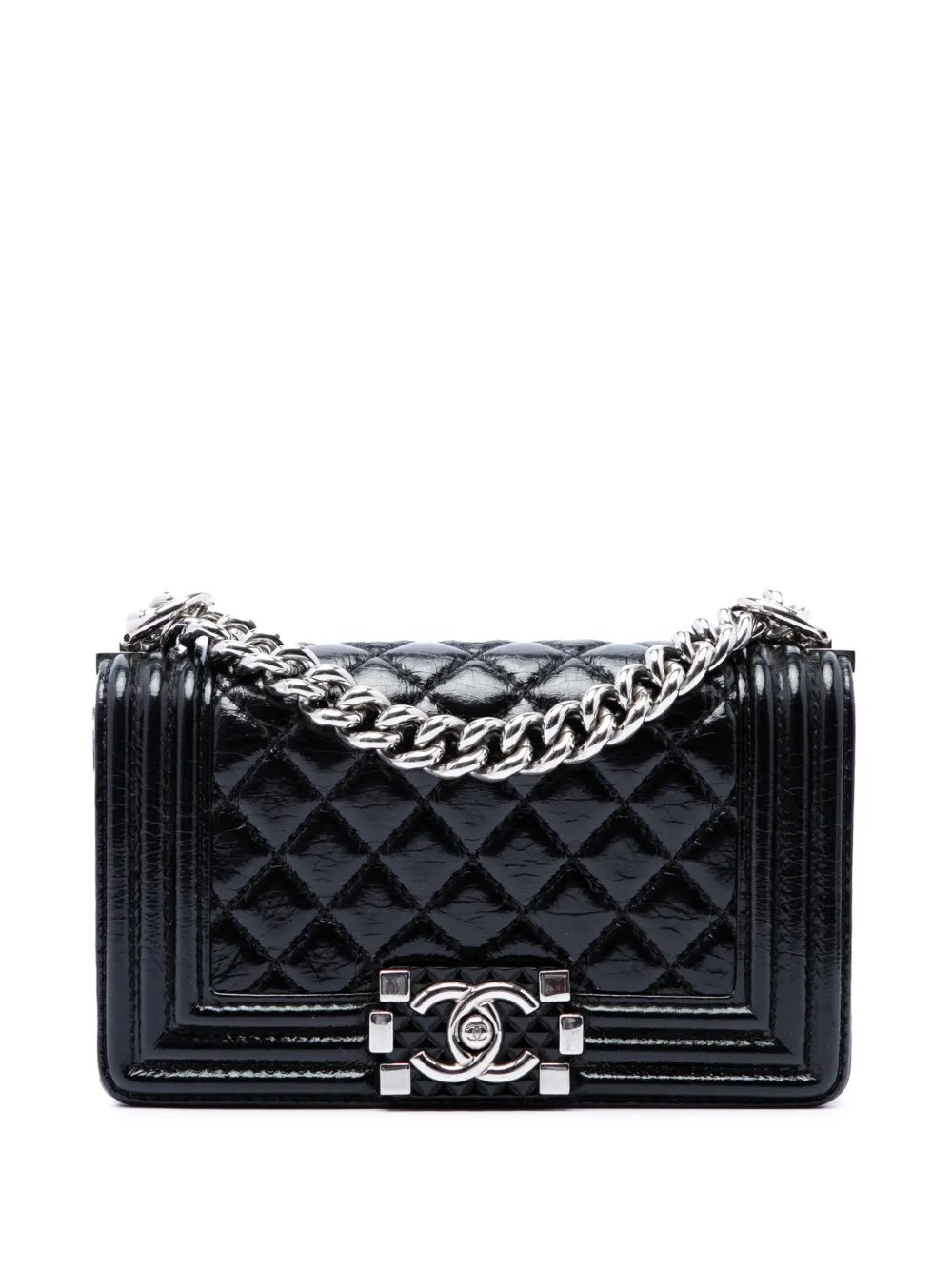 2018 Small Quilted Crinkled Patent Boy Flap crossbody bag