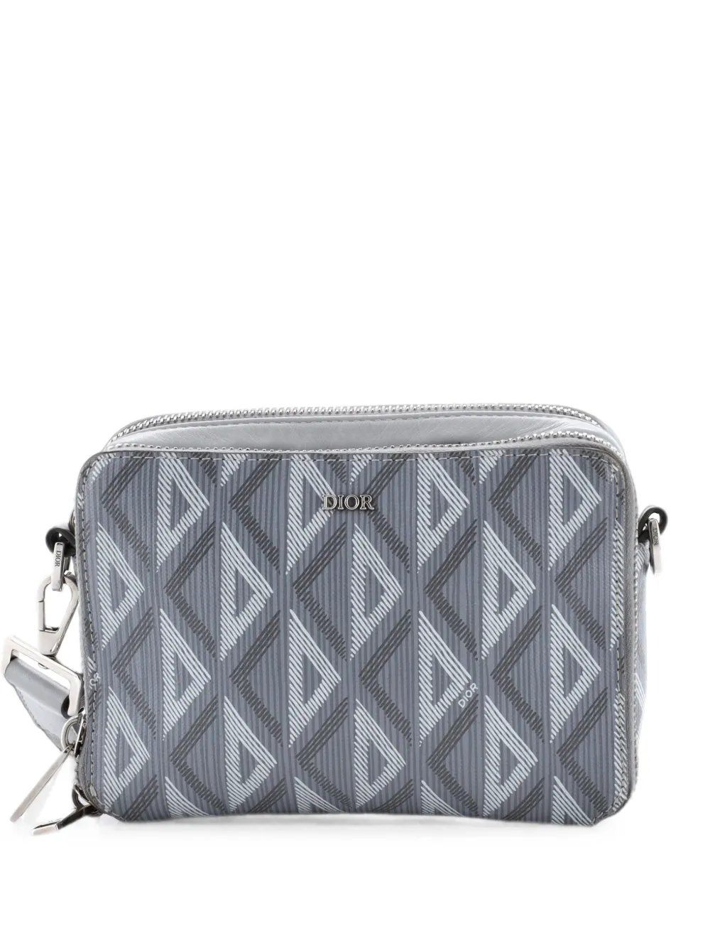 Double Zip Crossbody Pouch CD Diamond Coated Canvas clutch bag