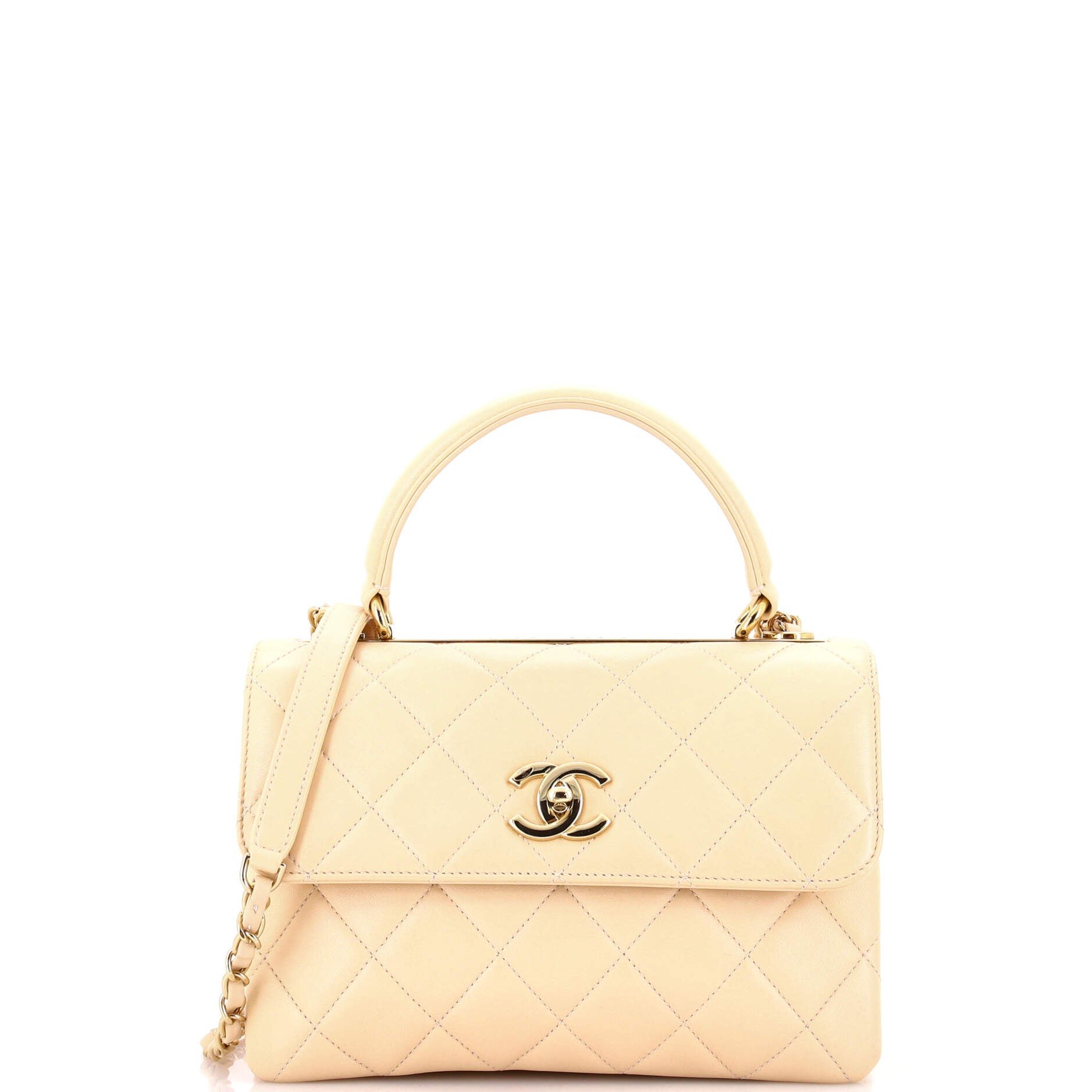 Trendy CC Top Handle Bag Quilted Lambskin Small
