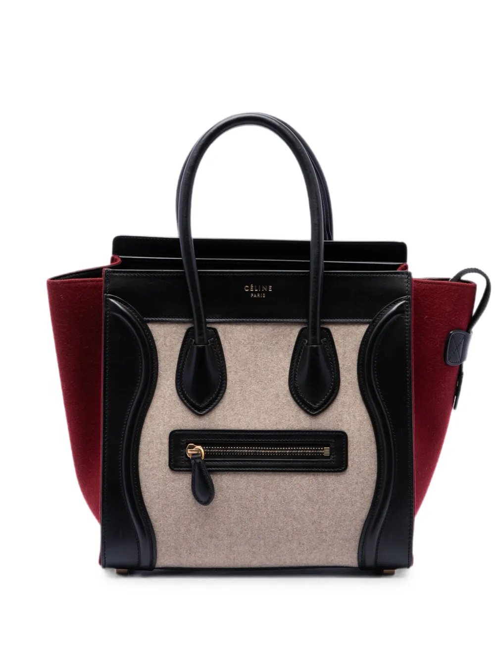 2015 Micro Tricolor Felt Wool and Calfskin Luggage tote bag