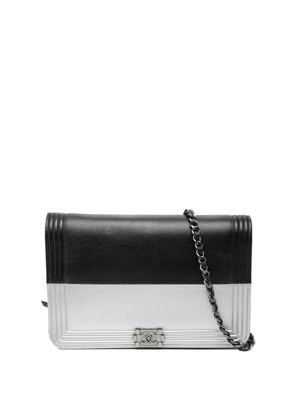 2015-2016 Bicolor Calfskin Boy Wallet On Chain crossbody bag
