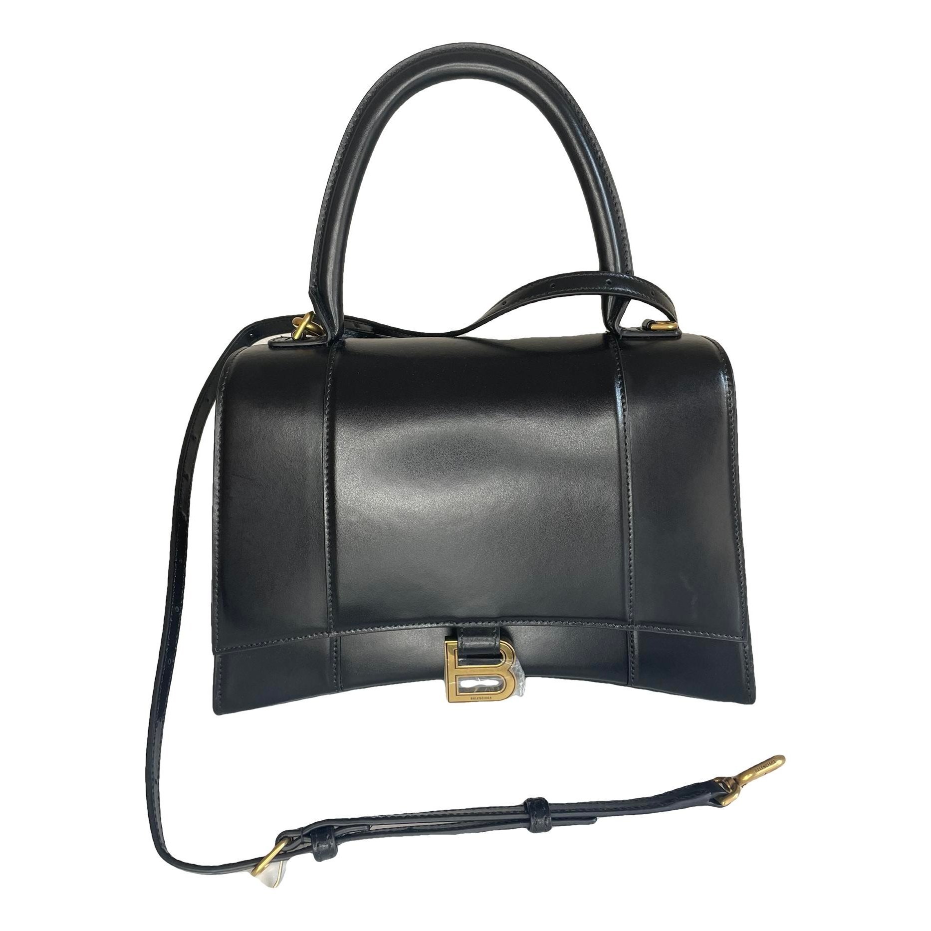 Hourglass leather handbag