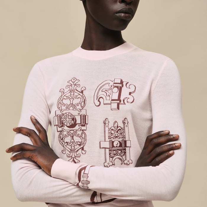 Rose Opaline "Ferronnerie" Long-sleeve Sweater