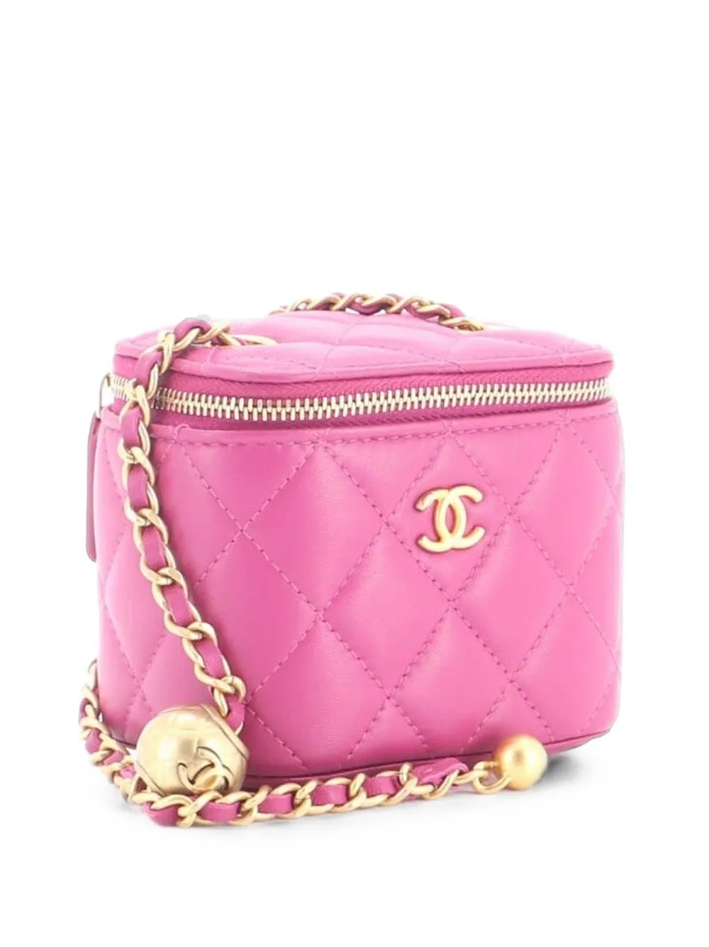 Pearl Crush Vanity Case with Chain Quilted Lambskin Mini clutch bag