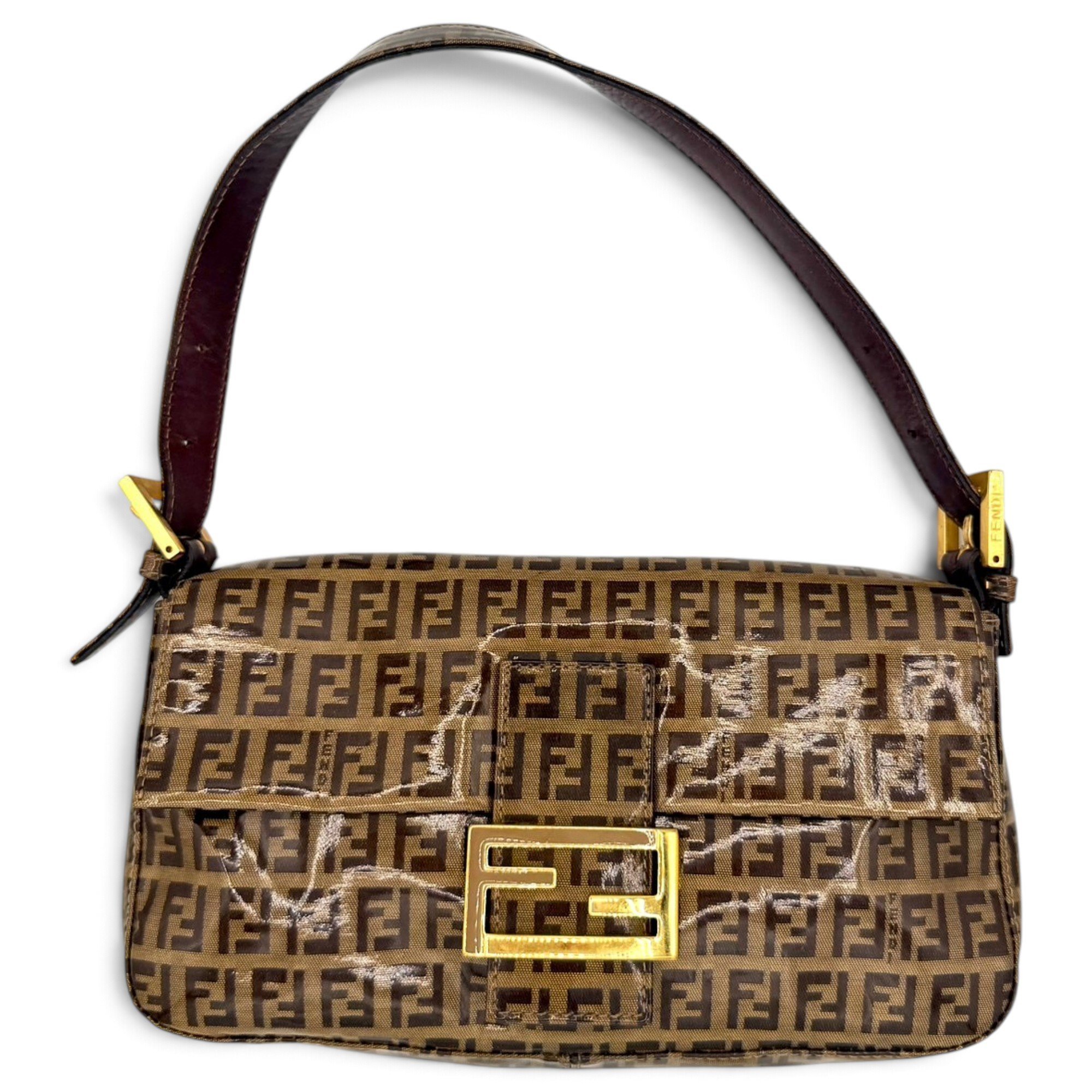 Baguette patent leather handbag